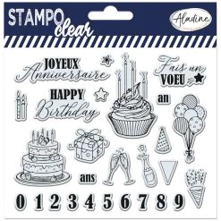 Vente flash 💯 Aladine Tampon Transparent Tampons Stampo Clear - Anniversaire - 27 Pcs 🧨