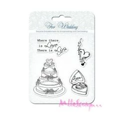 Meilleure vente ⭐ Tampon Transparent Tampons Transparents Mariage - Scrapberry's - 4 Pièces 💯