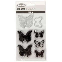 Promo 😍 Creativ Company Tampon Transparent Set De Scrapbooking - Tampons Transparents, Matrices De Coupe Et D'embossage - Papillons - 8 Pcs 🧨