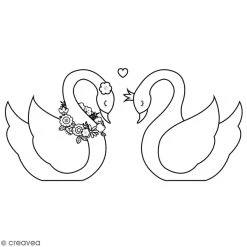 Coupon 🥰 Tampon Bois Lovely Swan Artemio - Couple De Cygnes - 4,5 X 7 Cm ✔️
