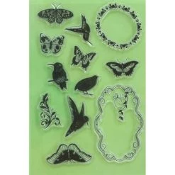 Meilleure vente ⭐ La Boutique D'Isacrea Tampon Transparent 12 Tampons En Silicone Transparent Motifs : Oiseaux,cadres Et Papillons 🧨