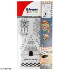 Budget 😉 Tampon Transparent Tampon Clear Artemio - Symboles Indian ☀️ Summer - 9 Pcs 😀