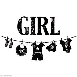 Vente flash 🤩 Artemio Tampon Bois Vintage - Girl - 6,5 X 3,5 Cm 🤩