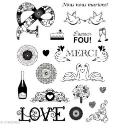 Vente flash 🛒 Artemio Tampon Transparent Mariage 3 - Planche 15 X 22 Cm 🥰