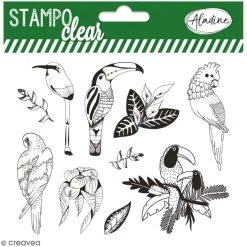 Coupon 🔔 Aladine Tampon Transparent Kit Stampo Clear - Oiseaux Tropicaux - 10 Tampons Clear 😀