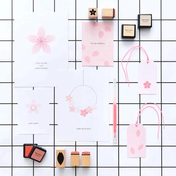 Sortie ⌛ Rico Design Tampon Bois Tampons En Bois Sakura - Fleurs De Cerisier - 8 Tampons + 1 Encreur 🔥 2 Sortie ⌛ Rico Design Tampon Bois Tampons En Bois Sakura - Fleurs De Cerisier - 8 Tampons + 1 Encreur 🔥 – Image 2