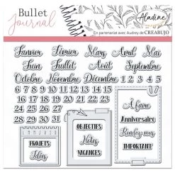 Tout neuf 😍 Aladine Tampon Transparent Tampons Clear Stampon Bullet Journal - Organisation Mois - 58 Pcs 🔥