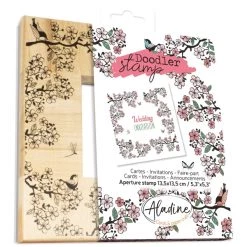 Meilleure affaire 👍 Aladine Tampon Bois Tampon Doodler - Fleurs De Cerisier Japonais - Cadre 13,5 X 13,5 Cm ❤️