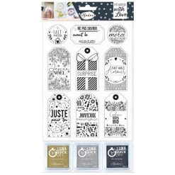 Budget 🧨 Aladine Tampon Noël Kit Tampon De Noël - Étiquettes Cadeaux - 12 Pcs 🌟