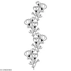 Remise 🎉 Tampon Bois Good Vibes Artemio - Frise De Fleurs - 3,7 X 10 Cm 🔔