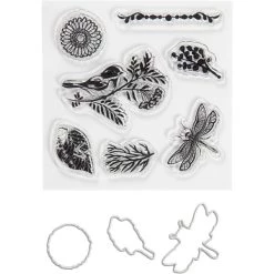 Promo 🎉 Creativ Company Tampon Transparent Set De Scrapbooking Nature - Tampons Transparents, Matrices De Coupe Et De Gaufrage - 10 Pcs 👍