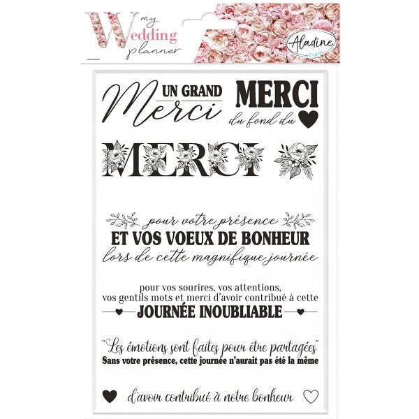 Coupon 💯 Aladine Kit Tampon Tampons Stampo My Wedding Planner - Remerciements - 10 Pcs 👍 1 Coupon 💯 Aladine Kit Tampon Tampons Stampo My Wedding Planner - Remerciements - 10 Pcs 👍