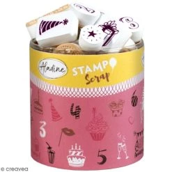 Tout neuf 👍 Aladine Kit Tampon Kit De Tampons Stampo Scrap - Joyeux Anniversaire - 36 Pcs ⭐
