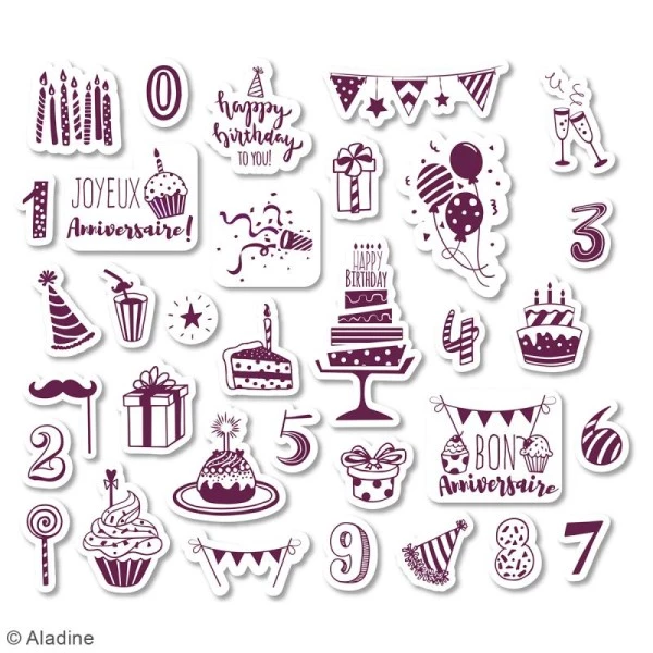 Tout neuf 👍 Aladine Kit Tampon Kit De Tampons Stampo Scrap - Joyeux Anniversaire - 36 Pcs ⭐ 2 Tout neuf 👍 Aladine Kit Tampon Kit De Tampons Stampo Scrap - Joyeux Anniversaire - 36 Pcs ⭐ – Image 2