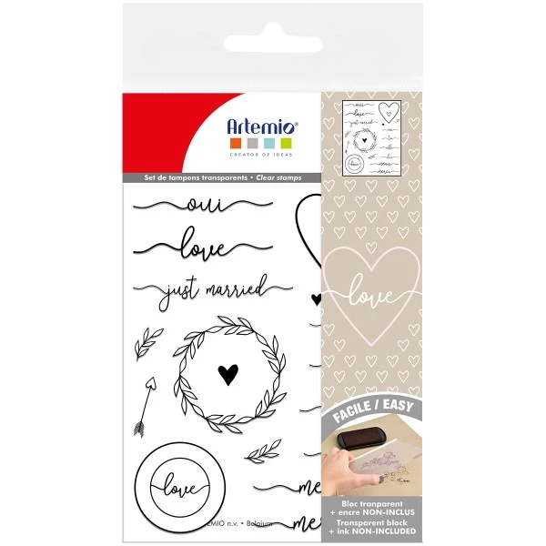 Sortie ⌛ Tampon Transparent Tampon Clear Artemio - Love - 18 Pcs ⌛ 1 Sortie ⌛ Tampon Transparent Tampon Clear Artemio - Love - 18 Pcs ⌛