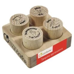 Meilleure vente 🎉 Avenue Mandarine Tampon Bois Set De Tampons Bois - Appréciations Textes 2 - Ø 25 Mm - 4 Pcs 🧨
