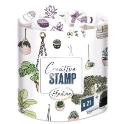 Remise 🔔 Aladine Kit Tampon Kit De Tampons Creative Stamp - Plantes - 21 Pcs 🎁