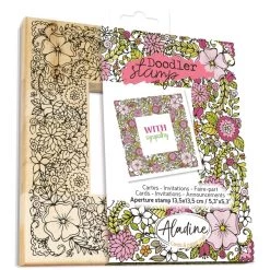 Offres 💯 Aladine Tampon Bois Tampon Doodler - Fleurs - Cadre 13,5 X 13,5 Cm ✨