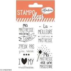 Bon marché 🌟 Aladine Tampon Transparent Kit Stampo Clear - Maitresse - 5 Tampons Clear 🔥