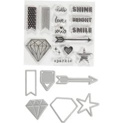Meilleure affaire 👍 Creativ Company Kit Sans Album Set De Scrapbooking - Tampons Transparents, Matrices De Coupe Et D'embossage - Diamant - 21 Pcs 🧨