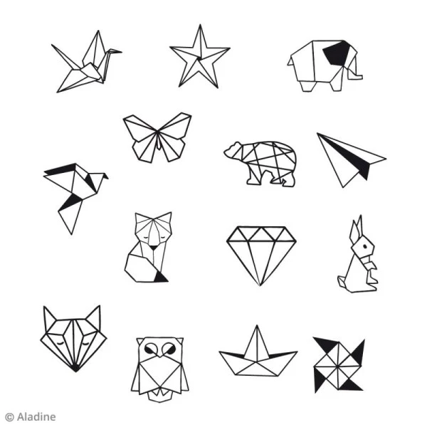 De gros 👏 Aladine Kit Tampon Kit Stampo Bocal - Origami - 14 Tampons Et 1 Encreur ✨ 2 De gros 👏 Aladine Kit Tampon Kit Stampo Bocal - Origami - 14 Tampons Et 1 Encreur ✨ – Image 2