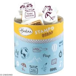 Bon marché ✨ Aladine Kit Tampon Kit De Tampons Stampo Scrap - Voyage - 47 Pcs 👏