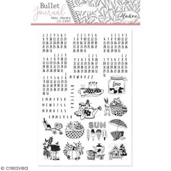 Promo 🎉 Aladine Kit Tampon Tampons Stampo Bullet Journal - Mois Universels - 25 Pcs 🥰