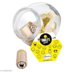 Tout neuf ✨ Aladine Kit Tampon Kit Stampo Bocal - Smiley - 14 Tampons Et 1 Encreur ❤️
