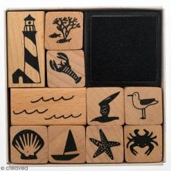 Meilleure vente ⭐ Rico Design Kit Tampon Set Tampons Bord De Mer - 10 Tampons Et 1 Encreur 💯