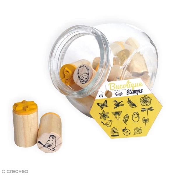 Meilleure vente ⭐ Aladine Kit Tampon Kit Stampo Bocal - Bucolique - 14 Tampons Et 1 Encreur 😍 1 Meilleure vente ⭐ Aladine Kit Tampon Kit Stampo Bocal - Bucolique - 14 Tampons Et 1 Encreur 😍