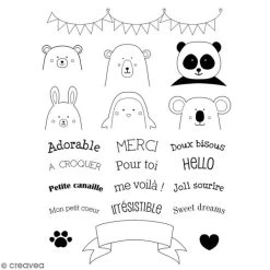 Meilleure vente 😀 Tampon Transparent Tampons Clear Artemio - Adorable Messages - 22 Tampons 🔥 -Tampons scrap Soldes unnamed file 482