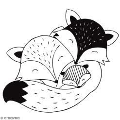 Promo 😀 Aladine Tampon Bois Famille Renard - 4 X 4 Cm 😉