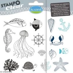Nouveau 🤩 Tampon Transparent Tampon Clear Aladine - Poisson - Planche 15 X 12,5 Cm - 15 Stampo'clear 😀