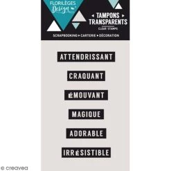 Le moins cher ⌛ Florilèges Design Tampon Transparent Tampons Clear Mini Mots 2 - 6 Pcs 🎁
