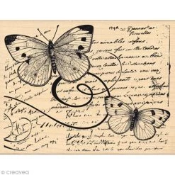 Bon marché ❤️ Florilèges Design Tampon Bois Tampon Envolée De Douceurs - Vol De Papillons - 10 X 13 Cm ✔️