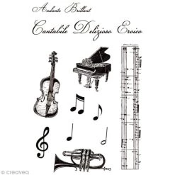 Promo 🔥 Tampon Transparent Tampon Clear Rico Design - Musique - Planche 10 X 18,5 Cm ⌛