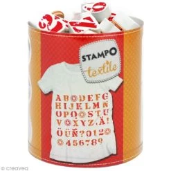 Budget 🥰 Aladine Tampon Textile Stampo'textile - Kit Tampon Et Encreur Izink - Alphabet Et Chiffre X 45 👏