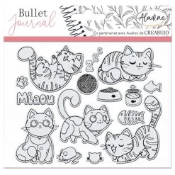 Meilleur prix 🔥 Aladine Tampon Transparent Tampons Clear Stampon Bullet Journal - Chats - 15 Pcs 🤩