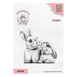 Nouveau 👍 Tampon Transparent Clear Stamp Scrapbooking Nellie S Choice DEUX LAPINS 026 ❤️