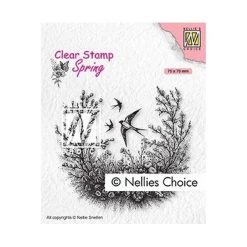 Coupon 👍 Tampon Transparent Clear Stamp Scrapbooking Nellie S Choice PRINTEMPS FLEUR HIRONDELLE 016 ❤️