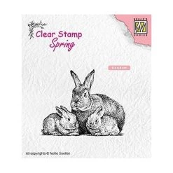 Meilleur prix 💯 Tampon Transparent Clear Stamp Scrapbooking Nellie S Choice FAMILLE LAPIN 010 🎉