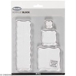 Meilleure vente 🛒 Creativ Company Tampon Transparent Assortiment De Blocs Acryliques Pour Tampons - De 2,5 à 16,5 Cm - 4 Pcs 🛒