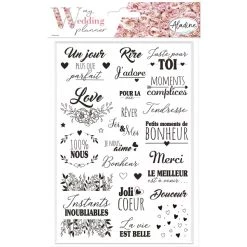 Tout neuf ❤️ Aladine Kit Tampon Tampons Stampo My Wedding Planner - Mots Doux - 25 Pcs 🤩
