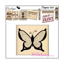 De gros 🔔 Tampon Bois Papillon Script Florilèges Design ⭐
