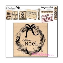 Bon marché 🛒 Tampon Bois Couronne De Noel Florilèges Design 👍