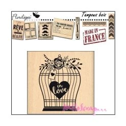 Vente flash 👏 Tampon Bois Tampon Cage Fleurie Florilèges Design 🎉