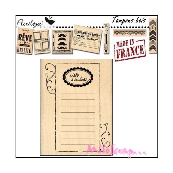 Promo ✨ Tampon Bois Liste De Souhaits Florilèges Design 😍 1 Promo ✨ Tampon Bois Liste De Souhaits Florilèges Design 😍