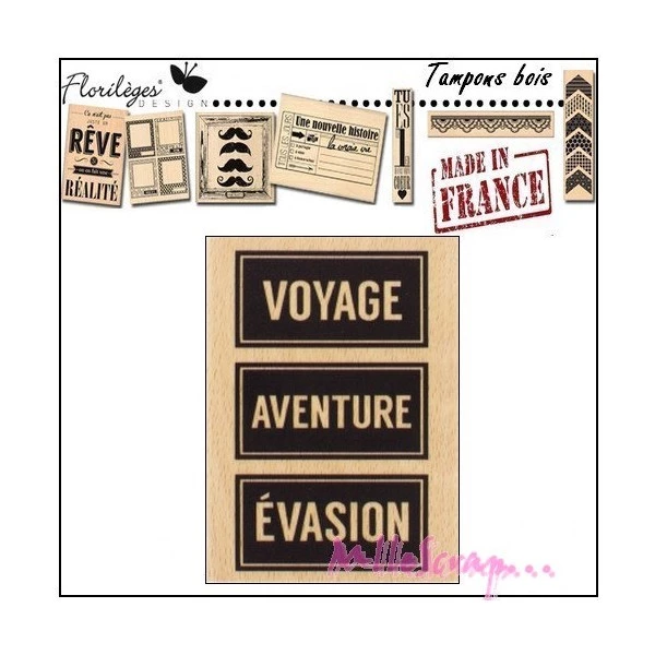 Nouveau 🎁 Tampon Bois Voyage évasion Florilèges Design 😍 1 Nouveau 🎁 Tampon Bois Voyage évasion Florilèges Design 😍