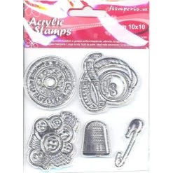 Tout neuf 👍 Tampon Transparent 5 Tampons Acryliques Transparents Couture Scrapbooking Carterie WTK042 Stamperia 😉