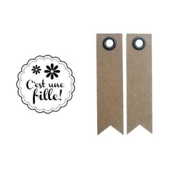 Les meilleures critiques de 🌟 AUCUNE Tampon Bois Naissance Fille + 20 étiquettes Kraft Fanion ❤️